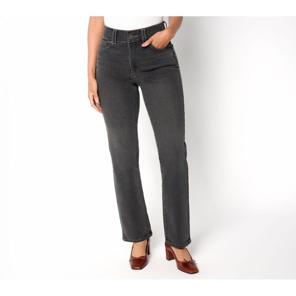 NYDJ Women's Petite Pants 10P Marilyn Straight Leg Jean Cool Black